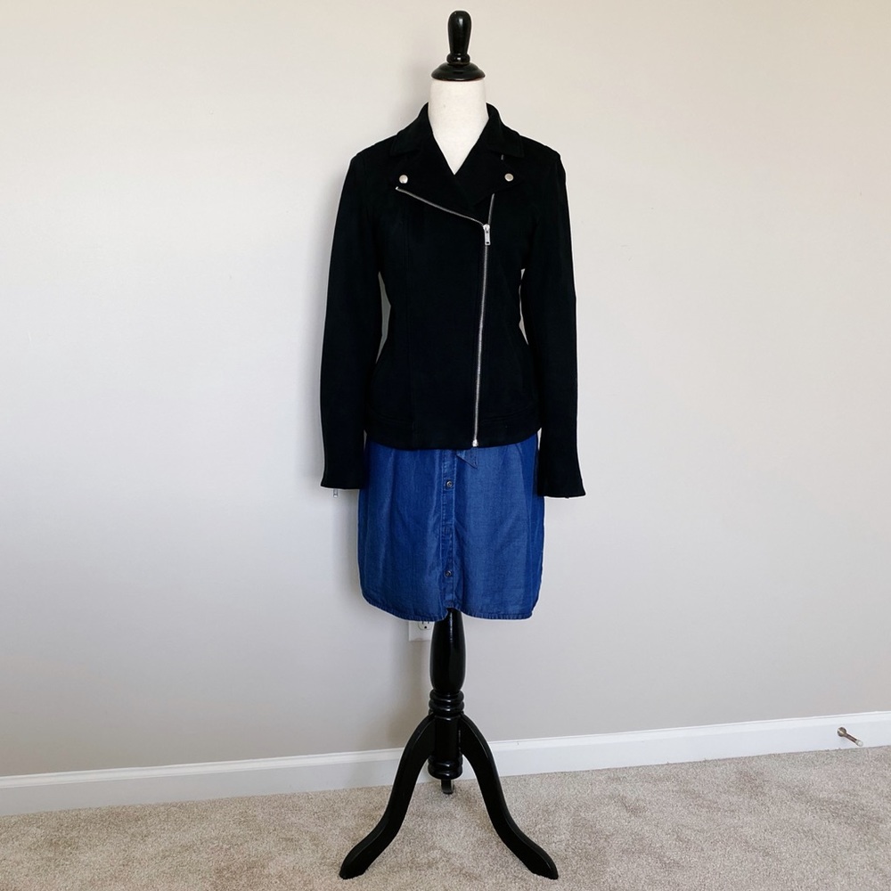 Sueded Fabric Moto Jacket